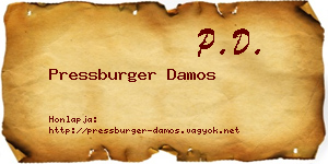 Pressburger Damos névjegykártya